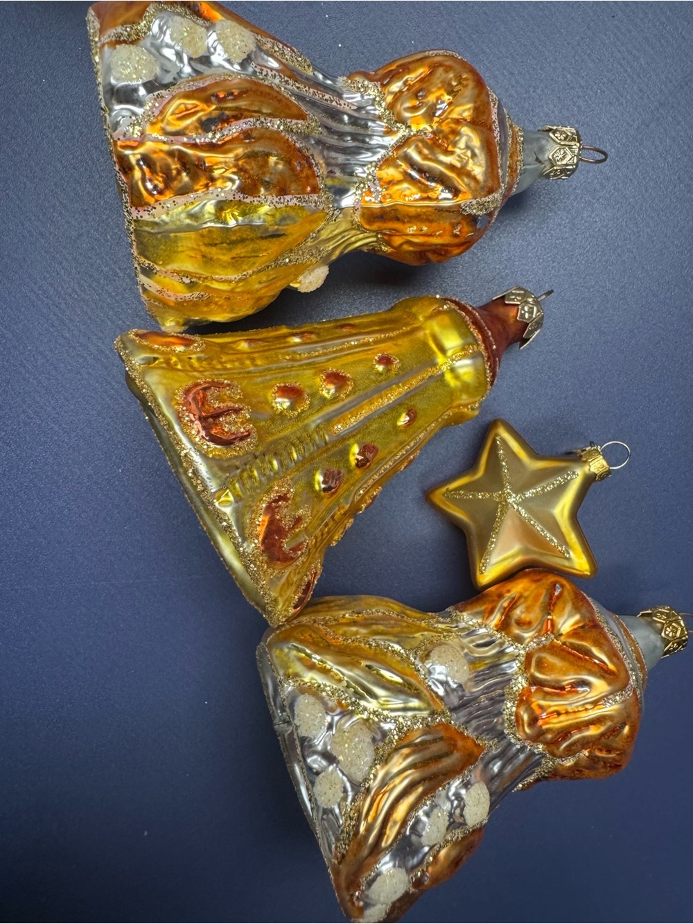 Vintage-Inspired Gold and Silver Bell Holiday Ornaments - Set of 3